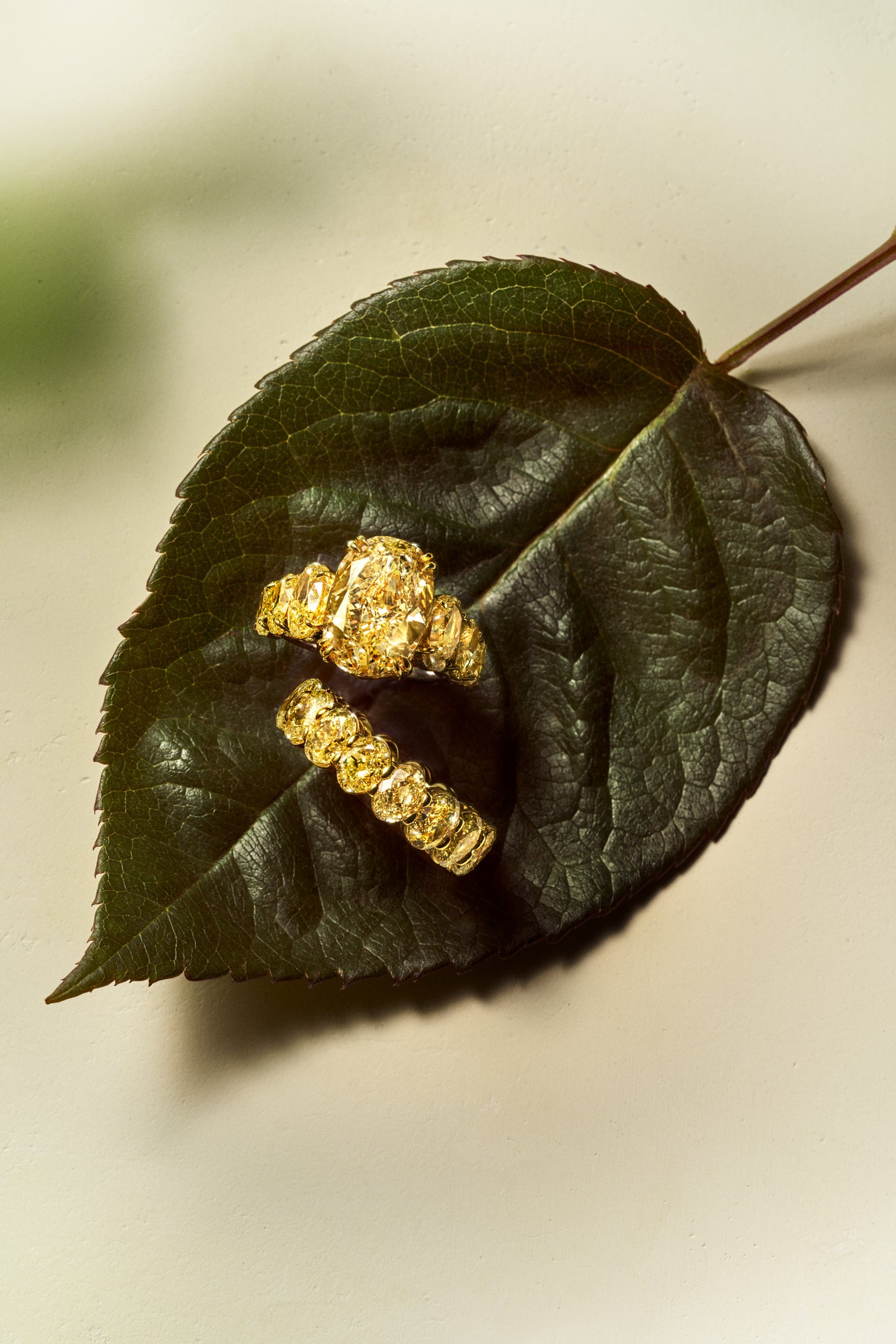 Fancy Yellow Oval Seven-Stone Diamond Ring