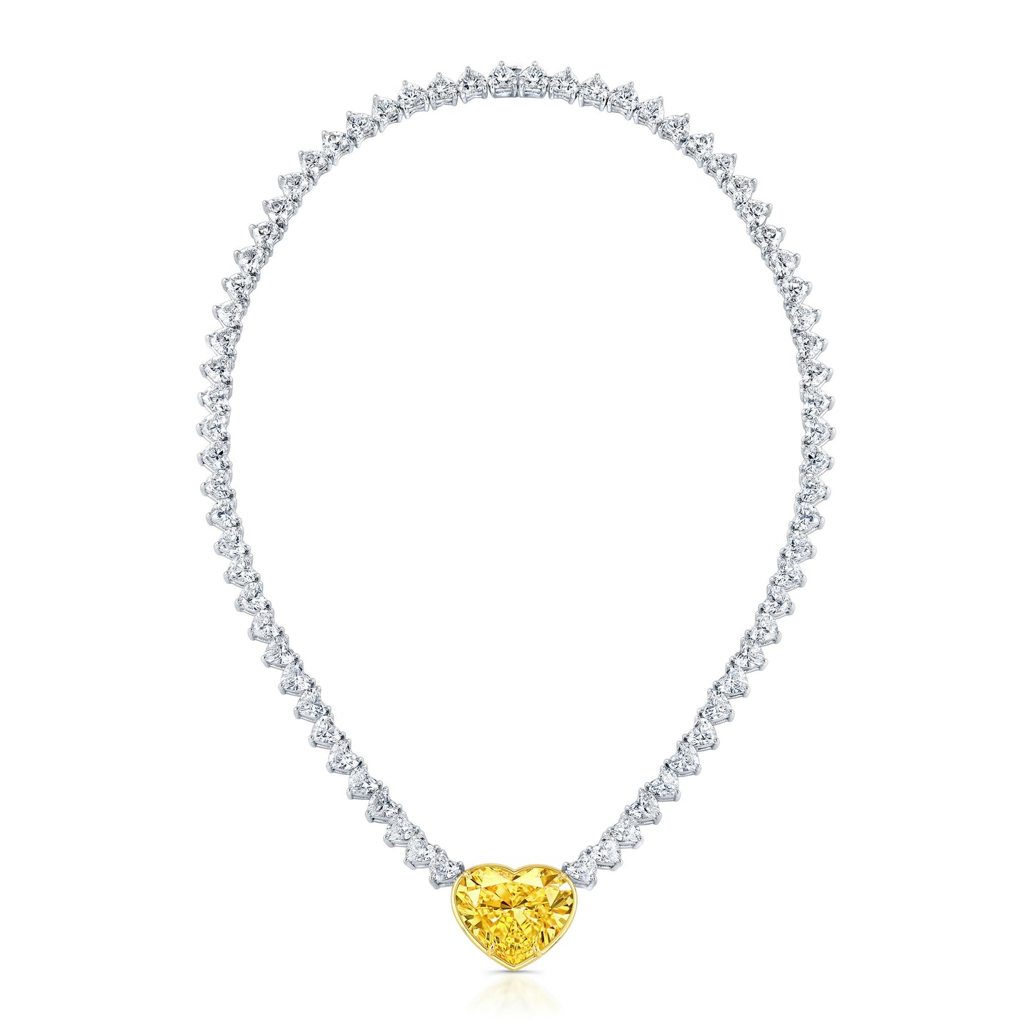 Heart Diamond Necklace with Fancy Yellow Center