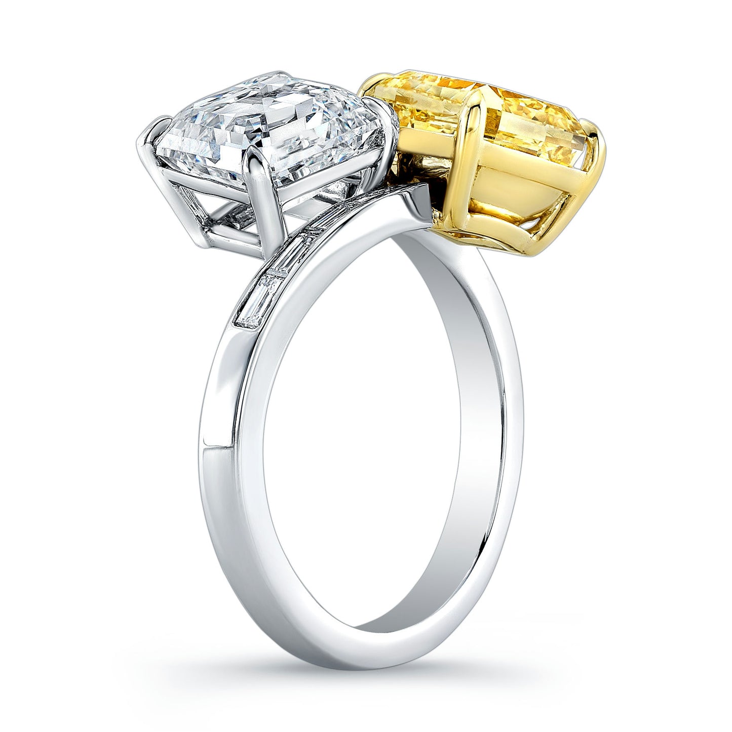 Asscher and Radiant Diamond Bypass Ring