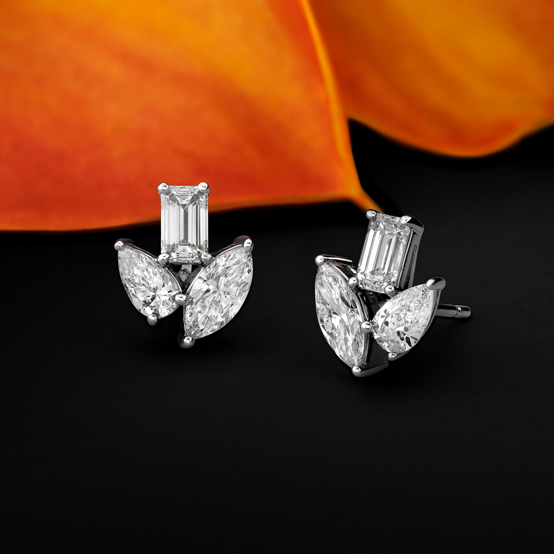 Multi  Shape Diamond Stud Earrings