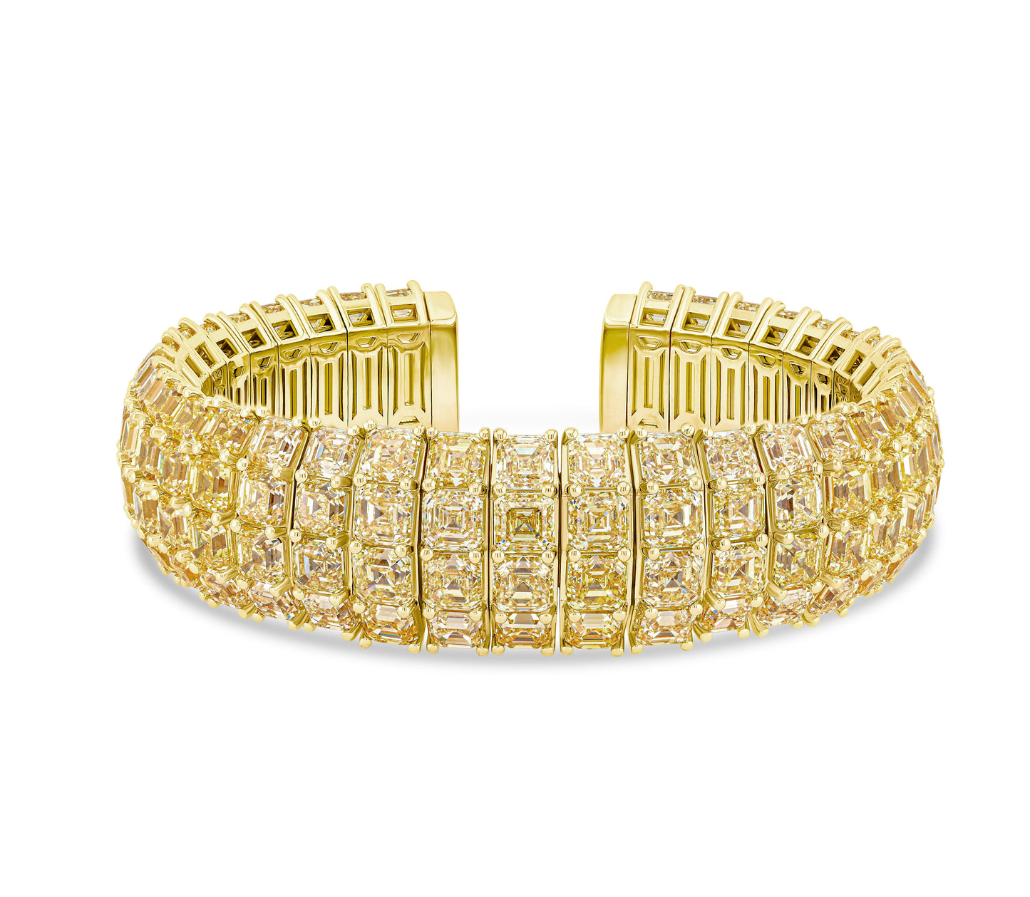 4 row yellow asscher cuff