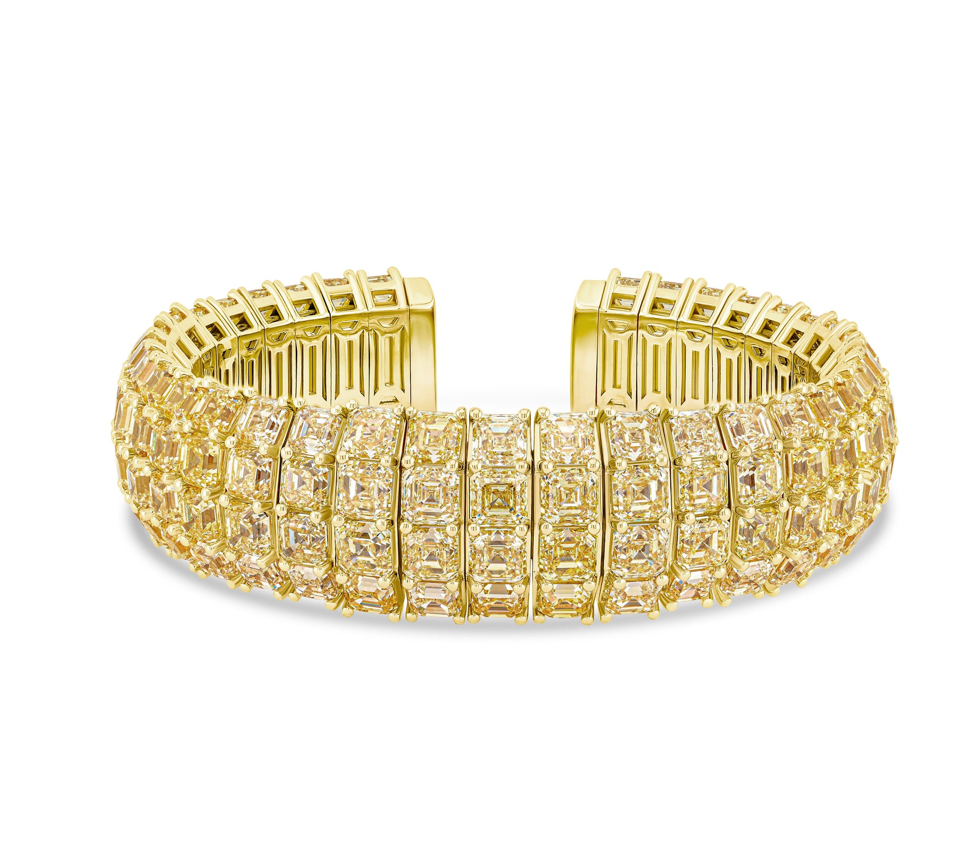 4 row yellow asscher cuff