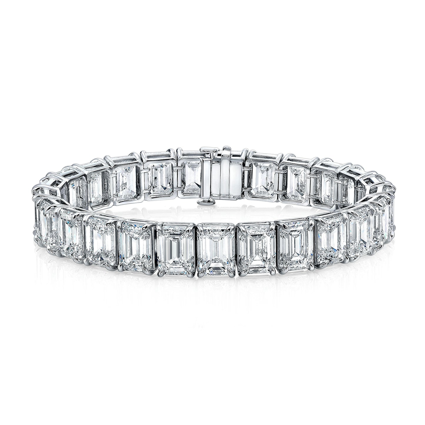 75.98 Carat Emerald Cut Diamond Classic Straight Line Bracelet