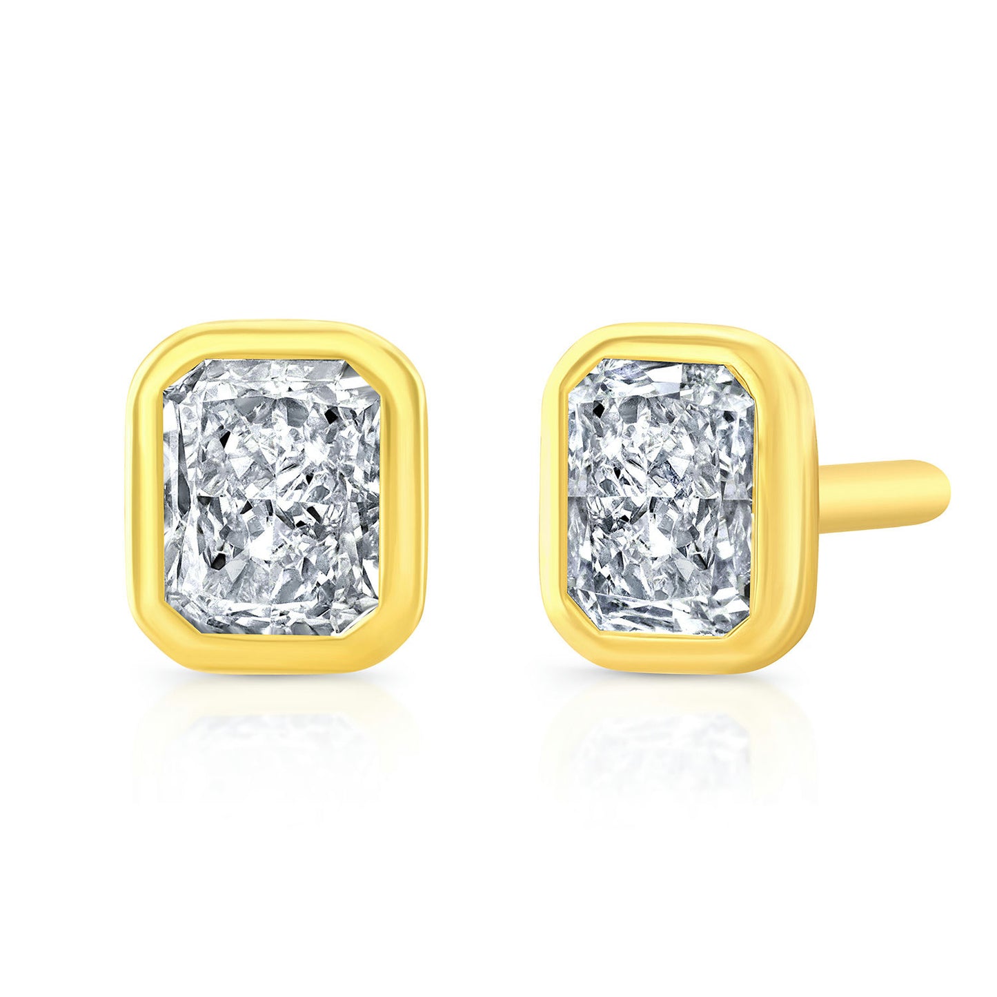 Radiant Cut Diamond Bezel Studs