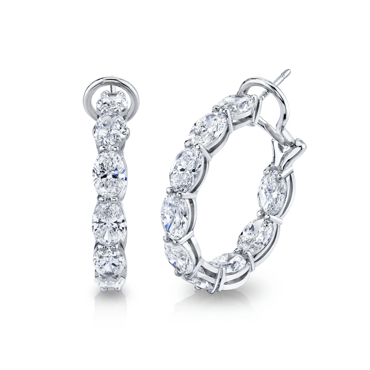 East-West Oval Diamond Hoop Earrings