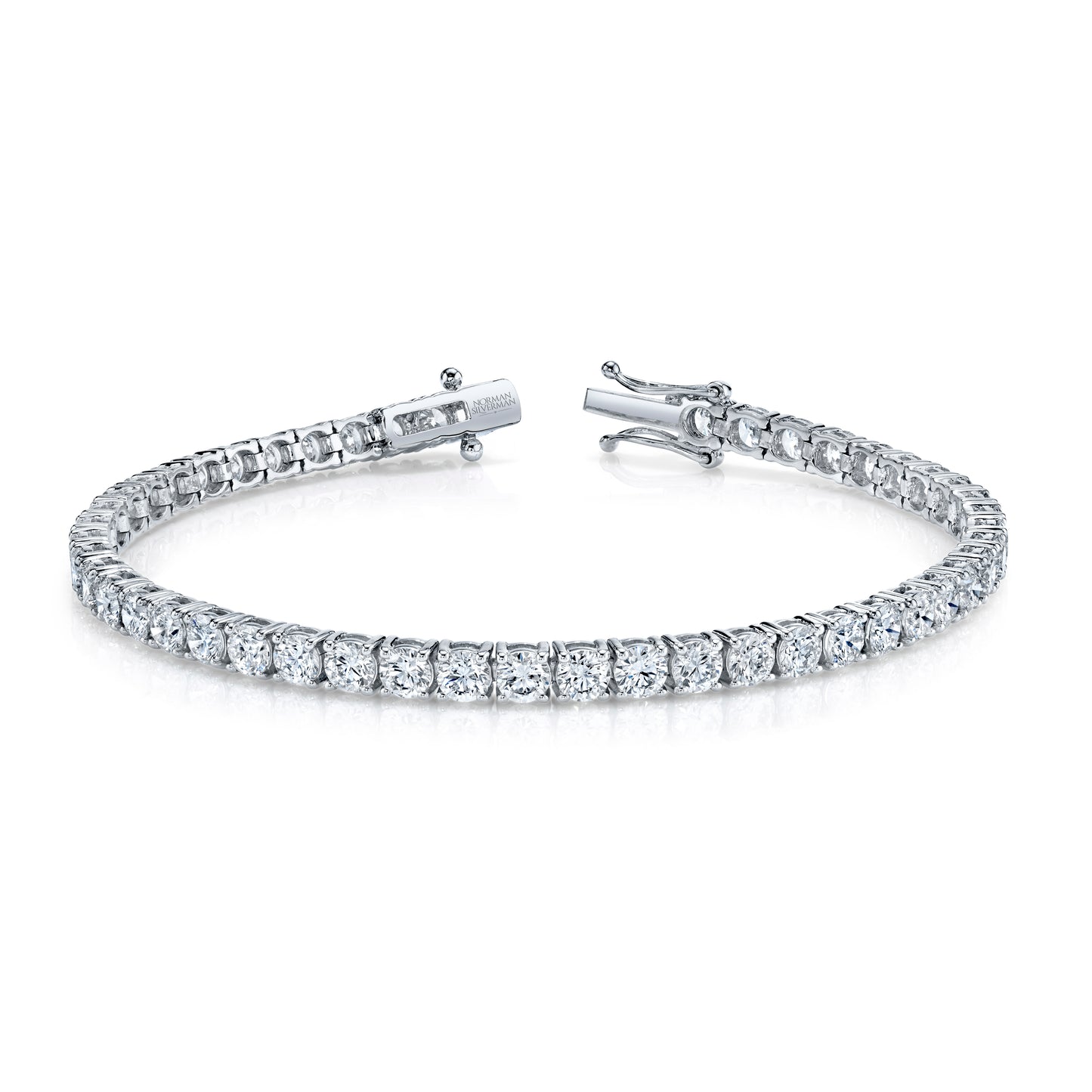 Signature Round Diamond Tennis Bracelet - MULTIPLE SIZES - White Gold