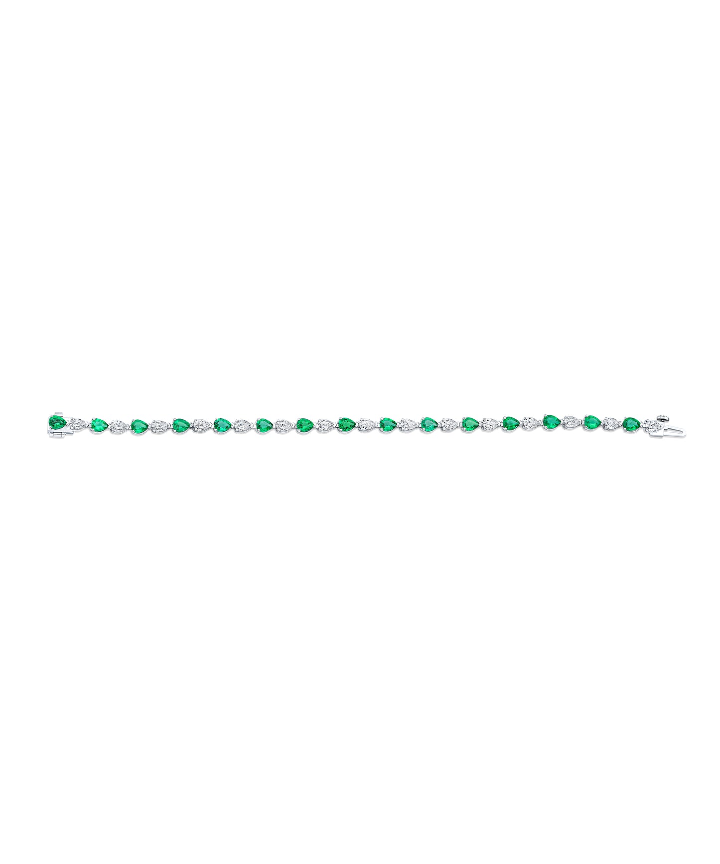 East West Alternating Pear Diamond and Emerald Bracelet
