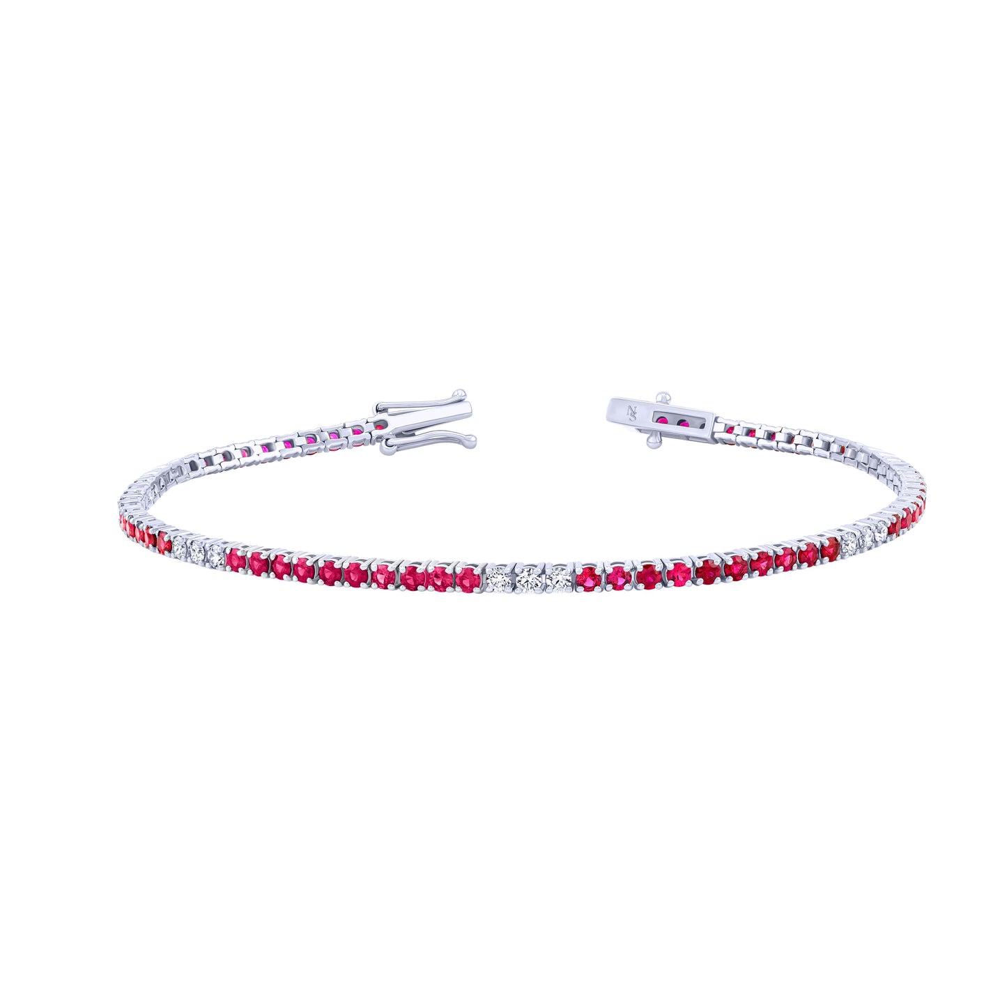 Ruby and Diamond Alternating Bracelet