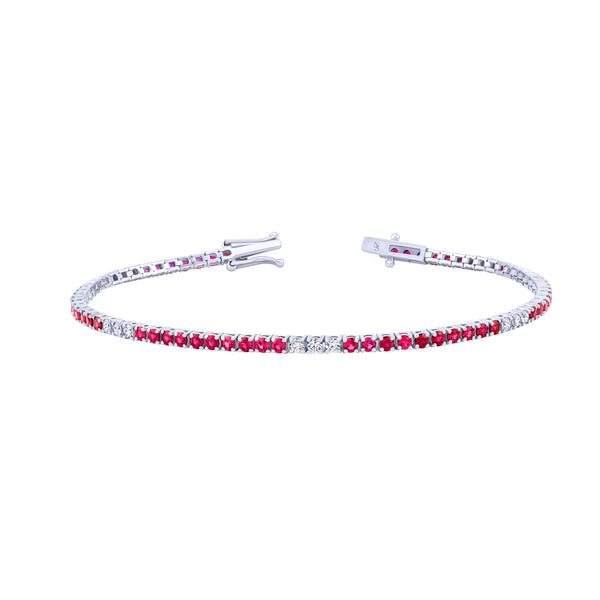 Ruby and Diamond Alternating Bracelet
