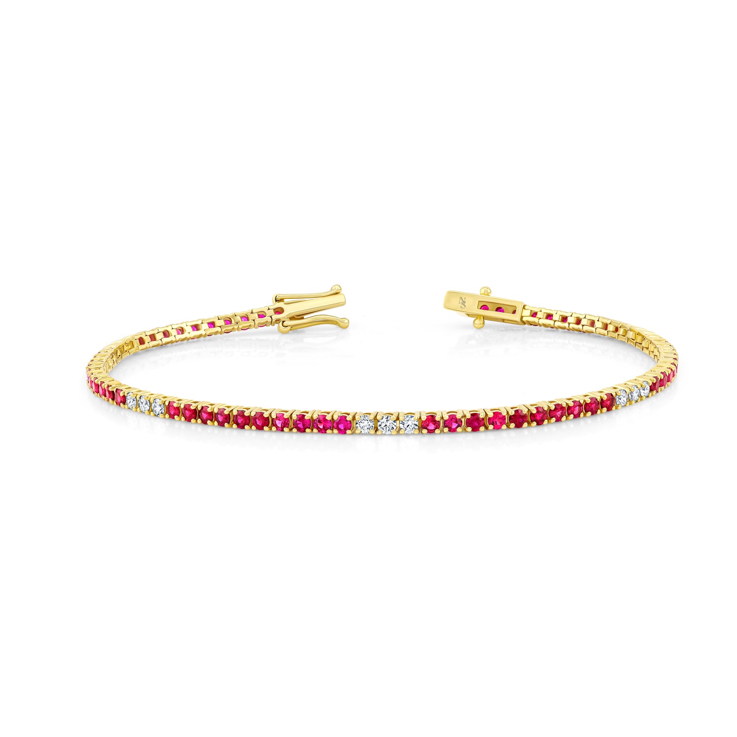 Ruby and Diamond Alternating Bracelet