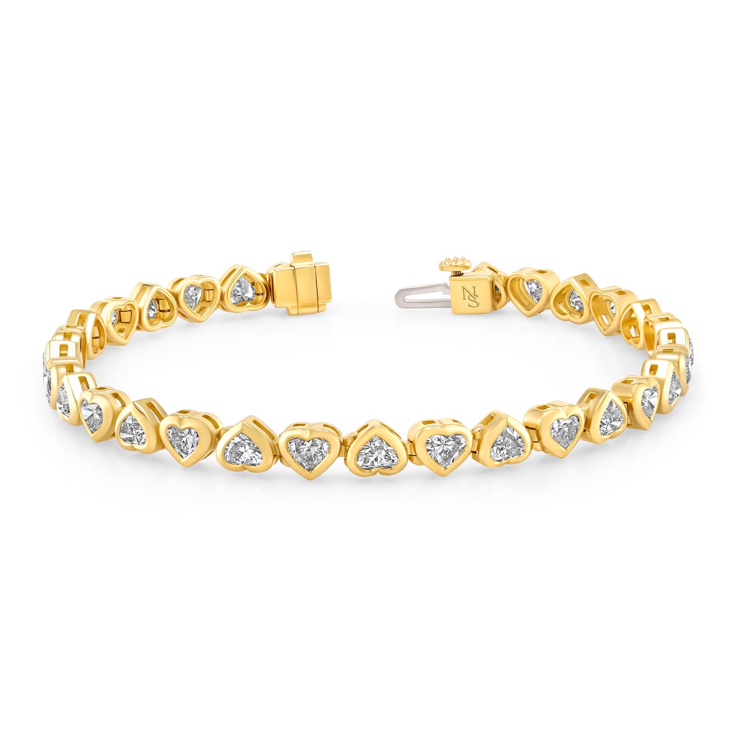 Dancing Diamond Hearts Bezel Set Bracelet