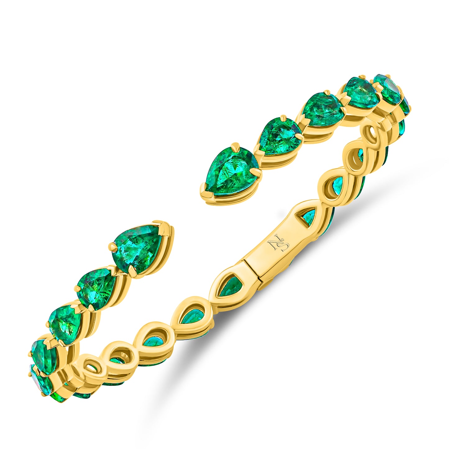 Emerald Pear Shape Hinged Bangle