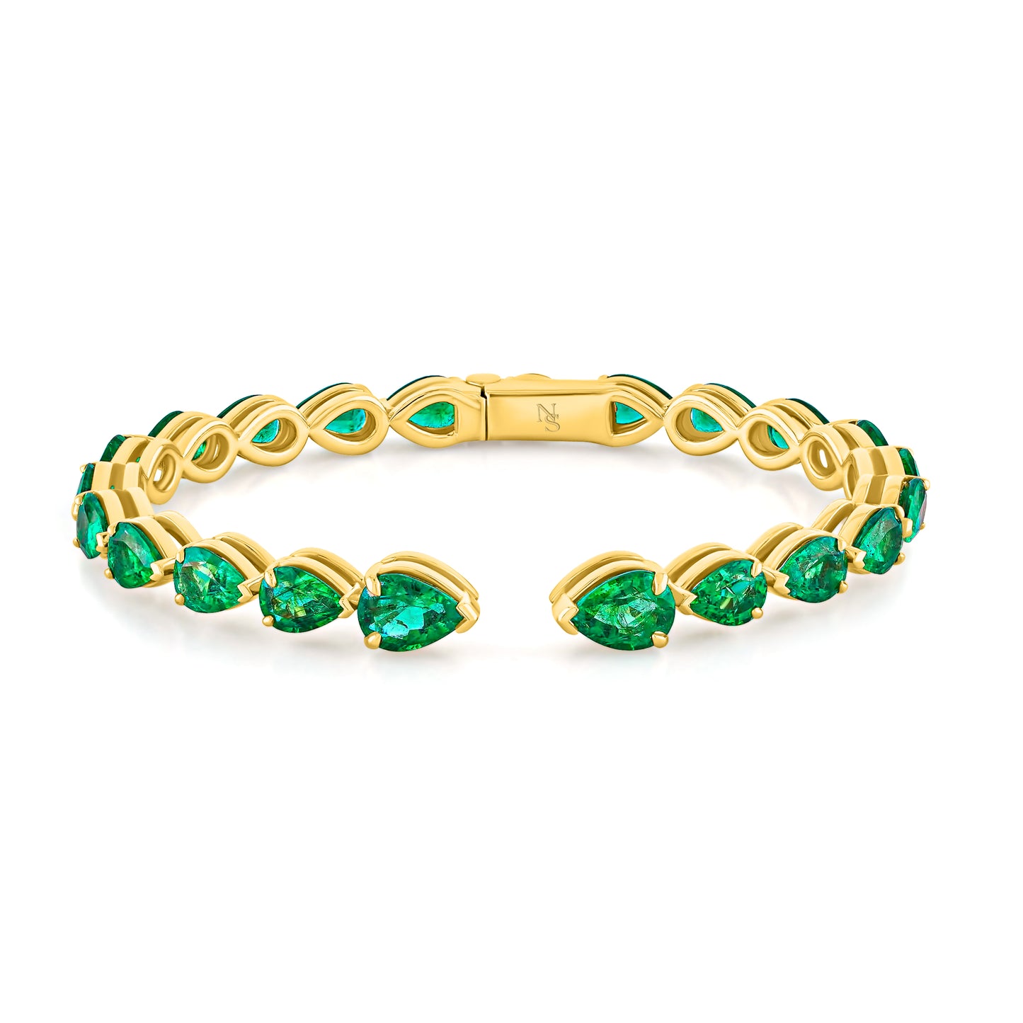 Emerald Pear Shape Hinged Bangle