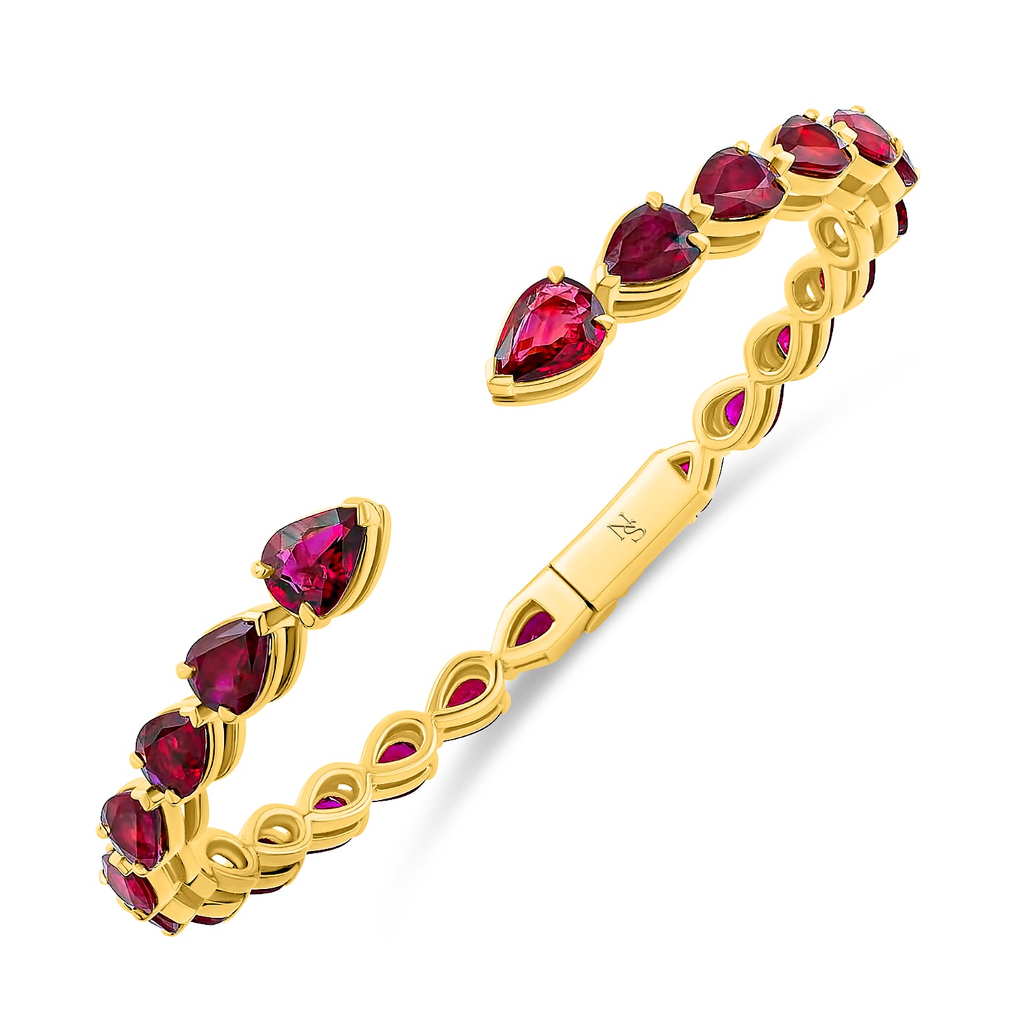 Ruby Pear Shape Hinged Bangle