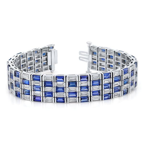 Alternating Sapphire and Diamond 5-row Bracelet