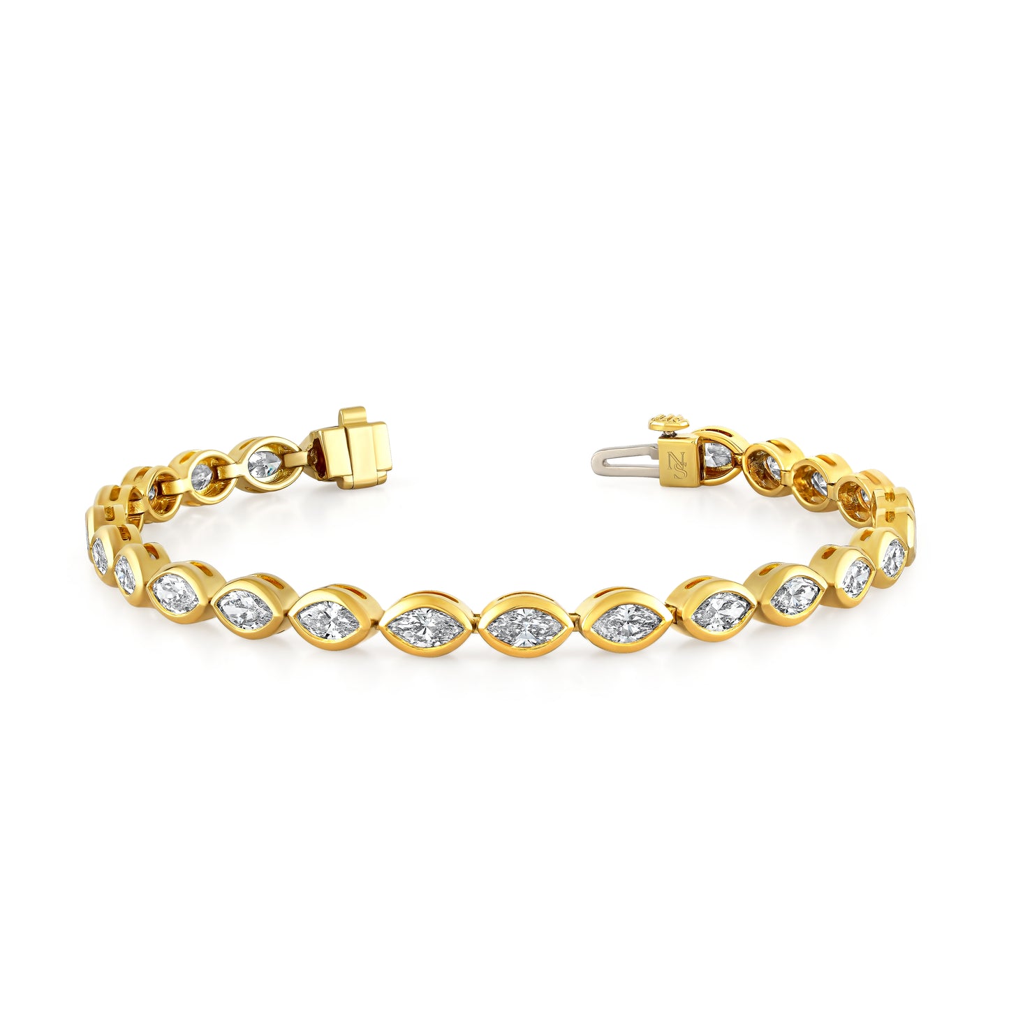 Bezel Set Marquise Shaped Diamond Bracelet