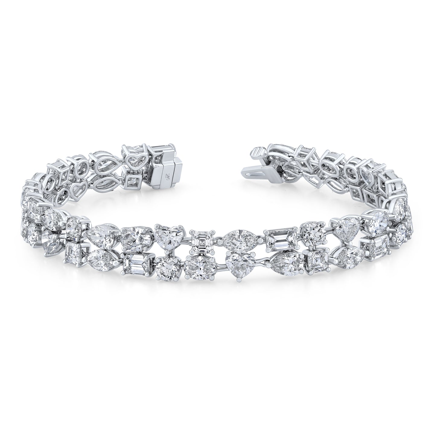 Three Row Various Shape Diamond Bracelet