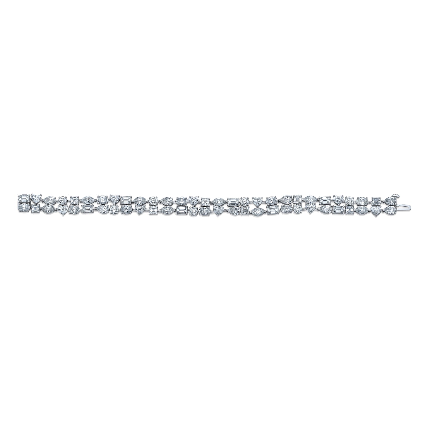 Three Row Various Shape Diamond Bracelet