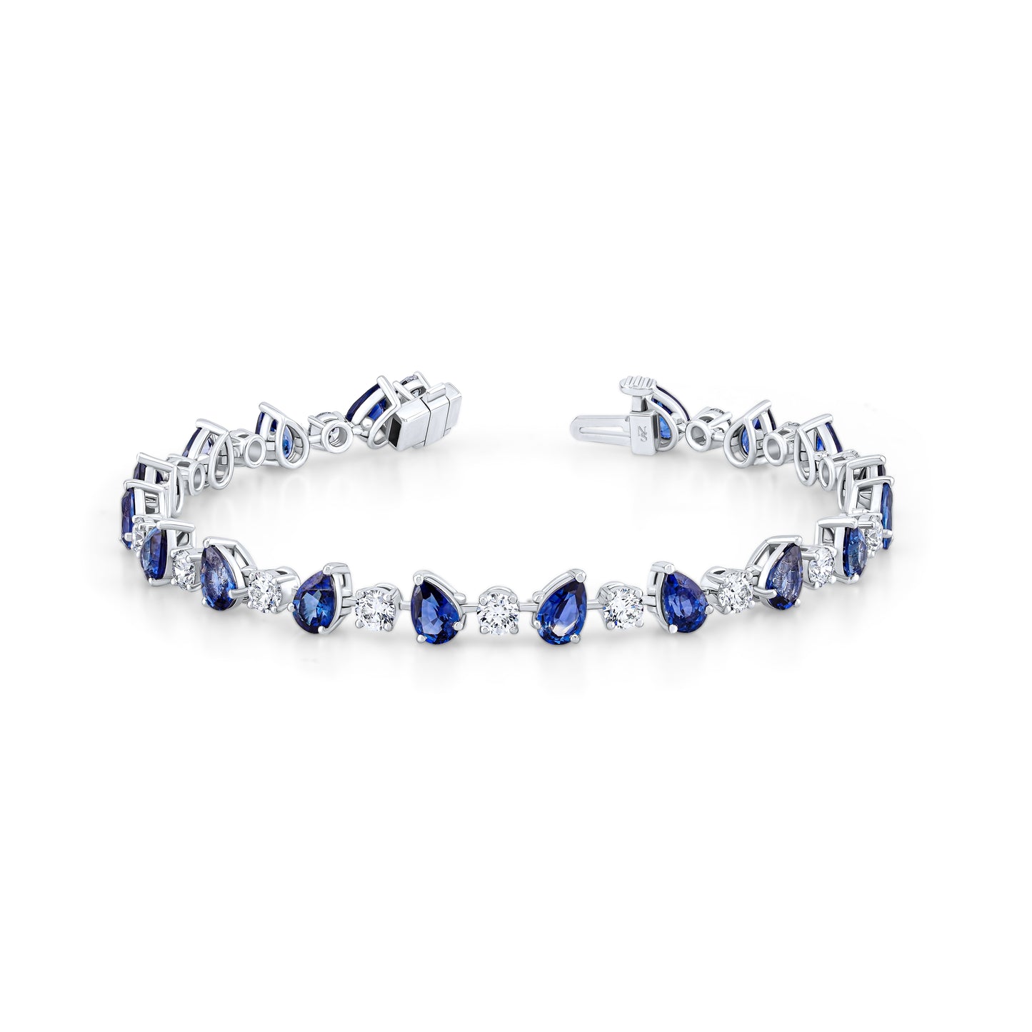Wire Set Floating Sapphire and Diamond Bracelet