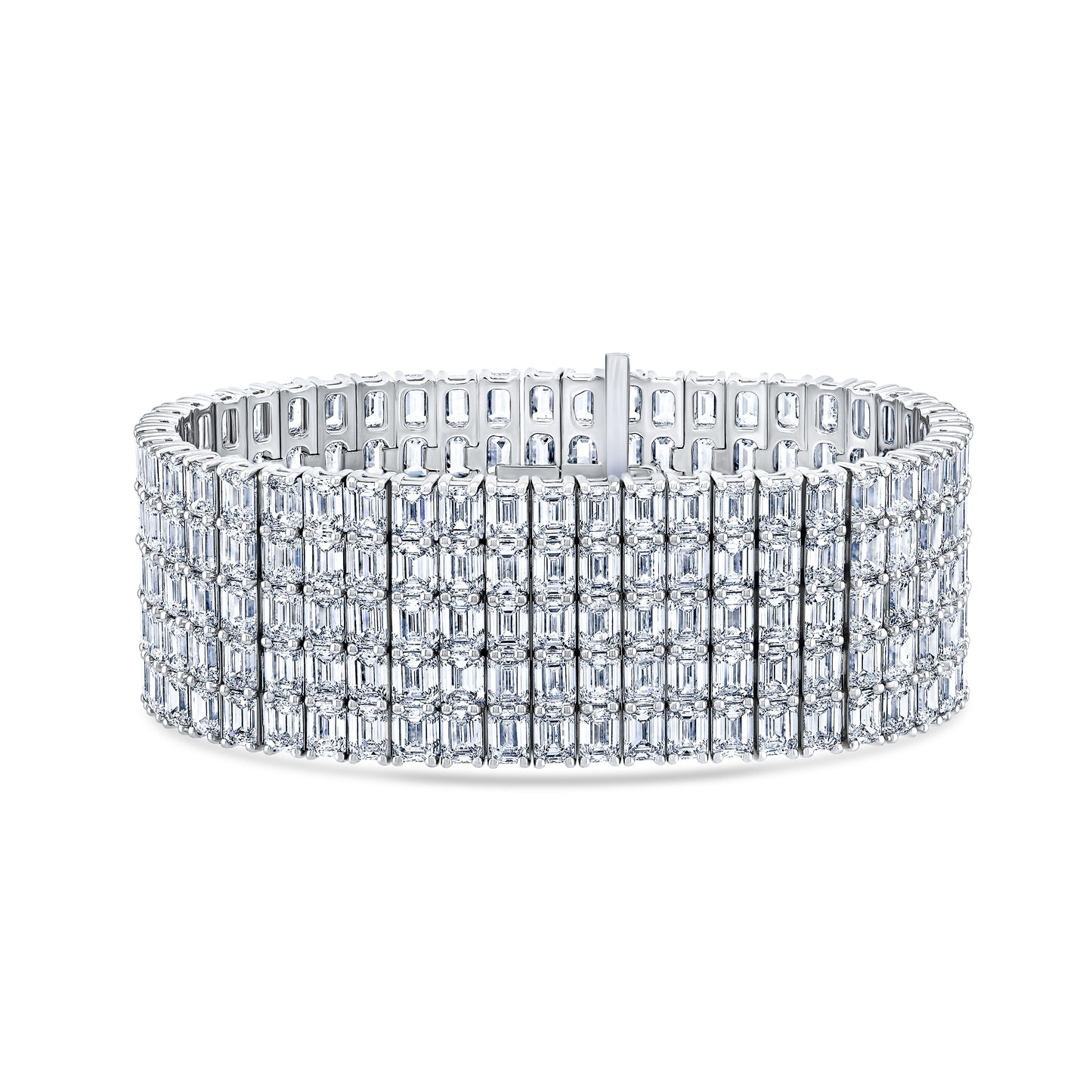 Five Row Emerald Cut Diamond Bracelet