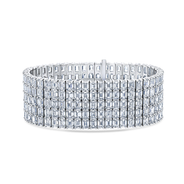 Five Row Emerald Cut Diamond Bracelet