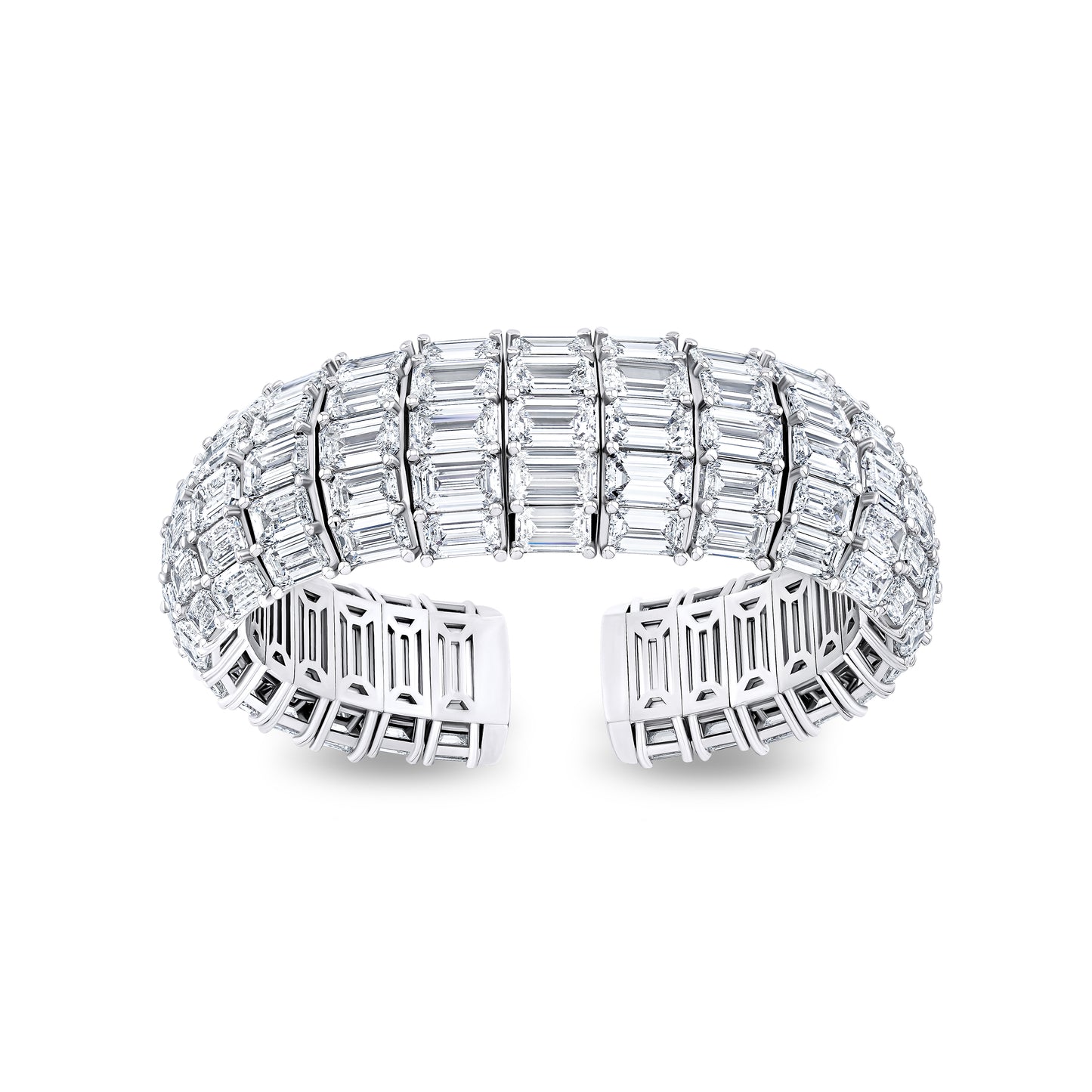 Five Row Emerald Cut Diamond Cuff