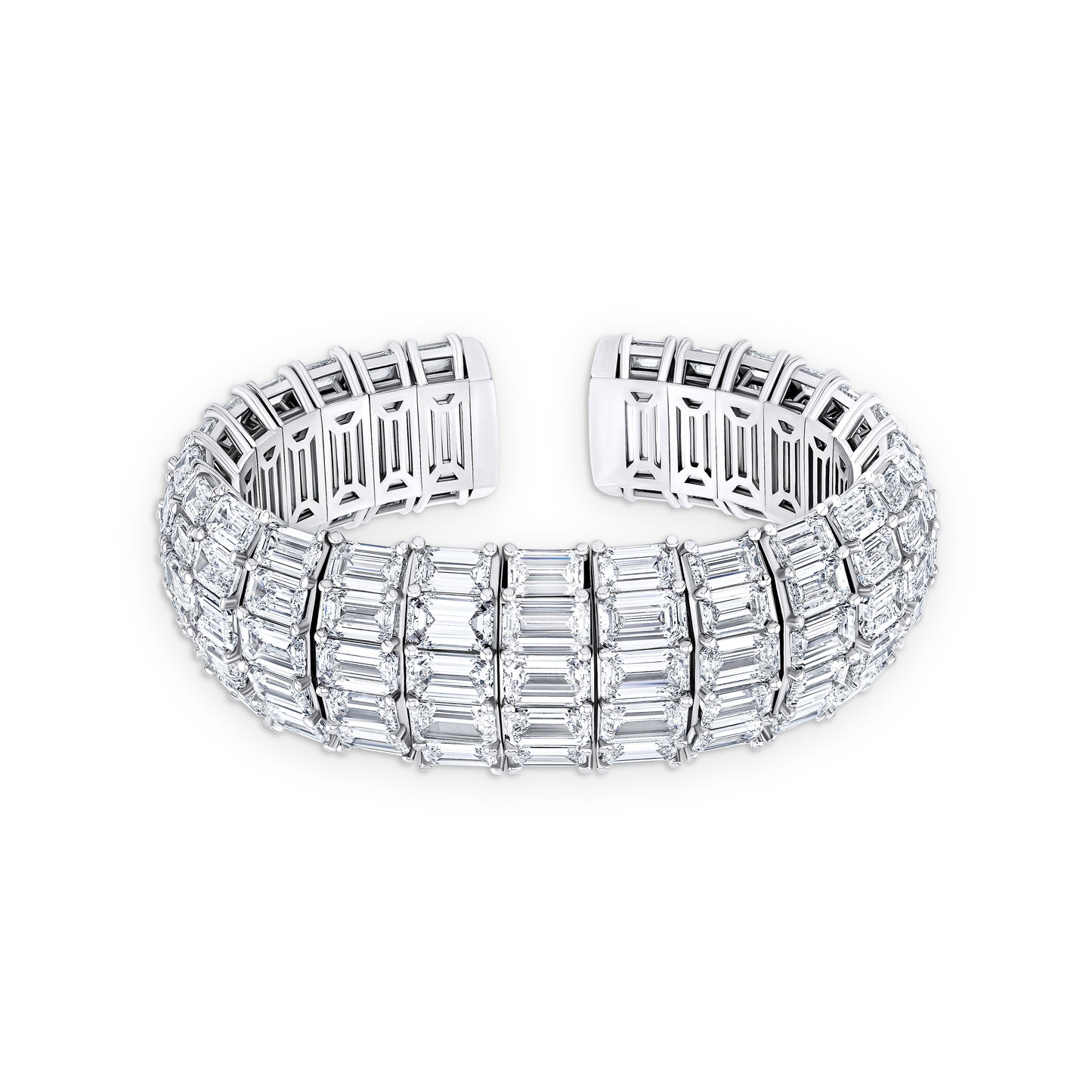 Five Row Emerald Cut Diamond Cuff