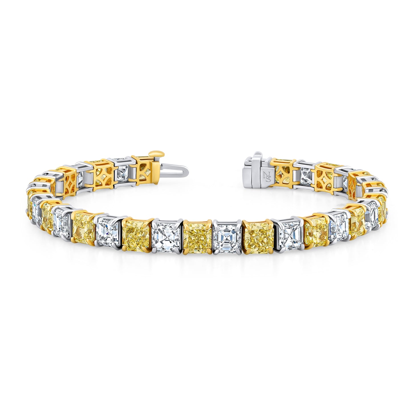 Alternating Yellow and White Diamond Bracelet