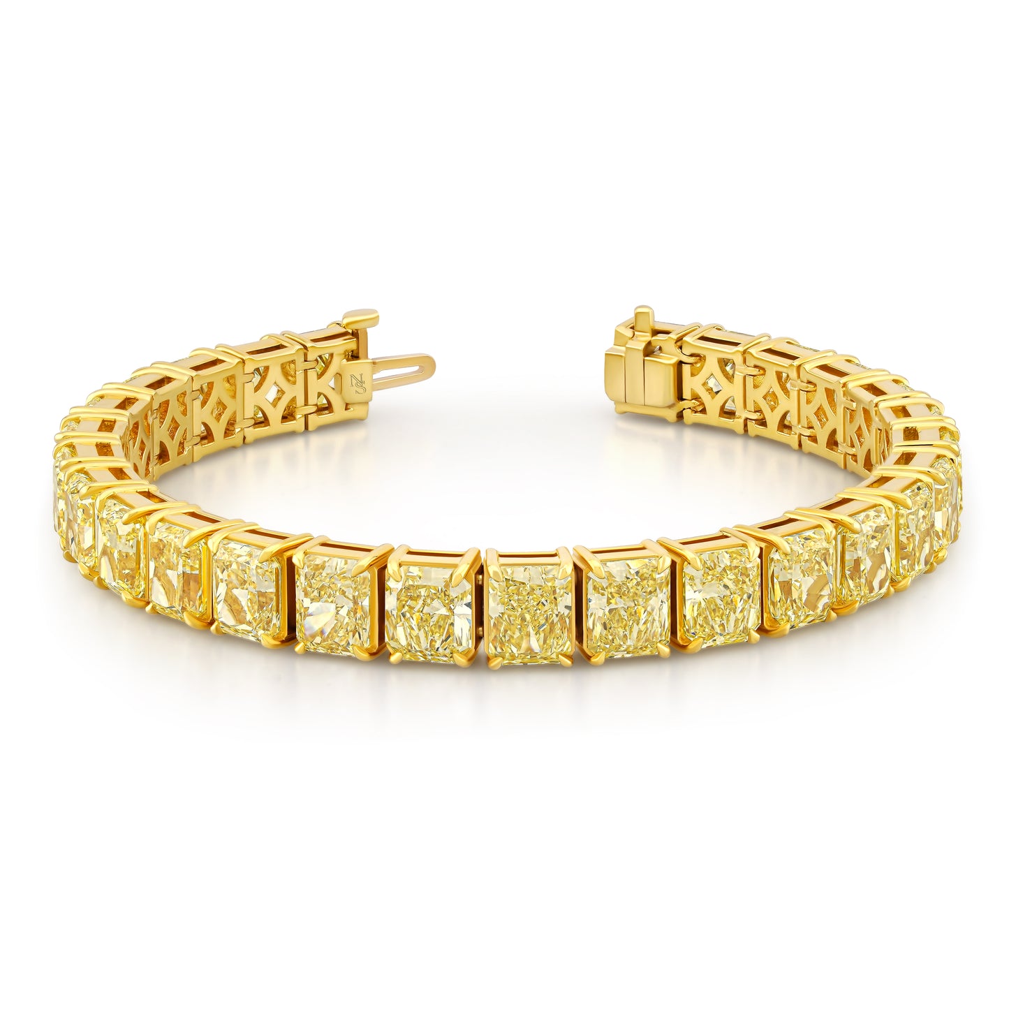 Fancy Yellow Radiant Diamond Straight Line Bracelet