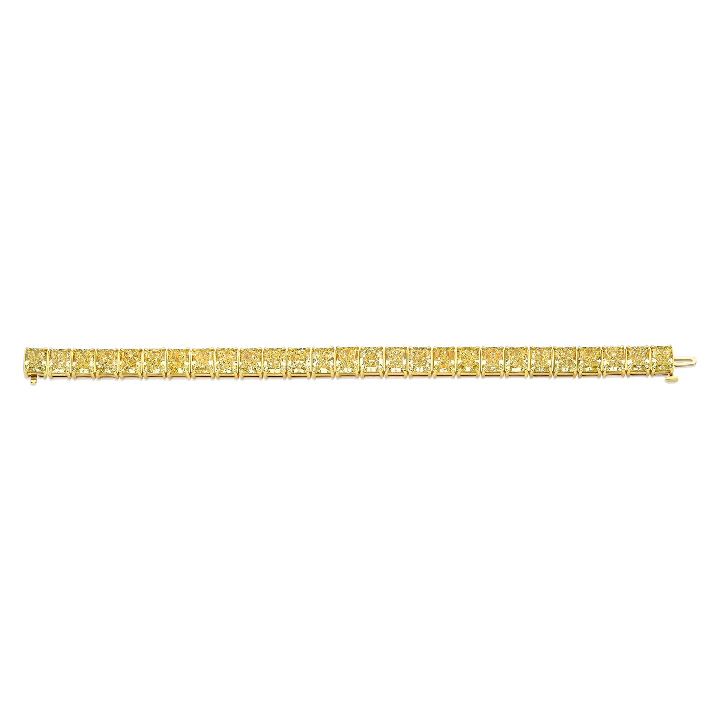 Fancy Yellow Radiant Diamond Straight Line Bracelet