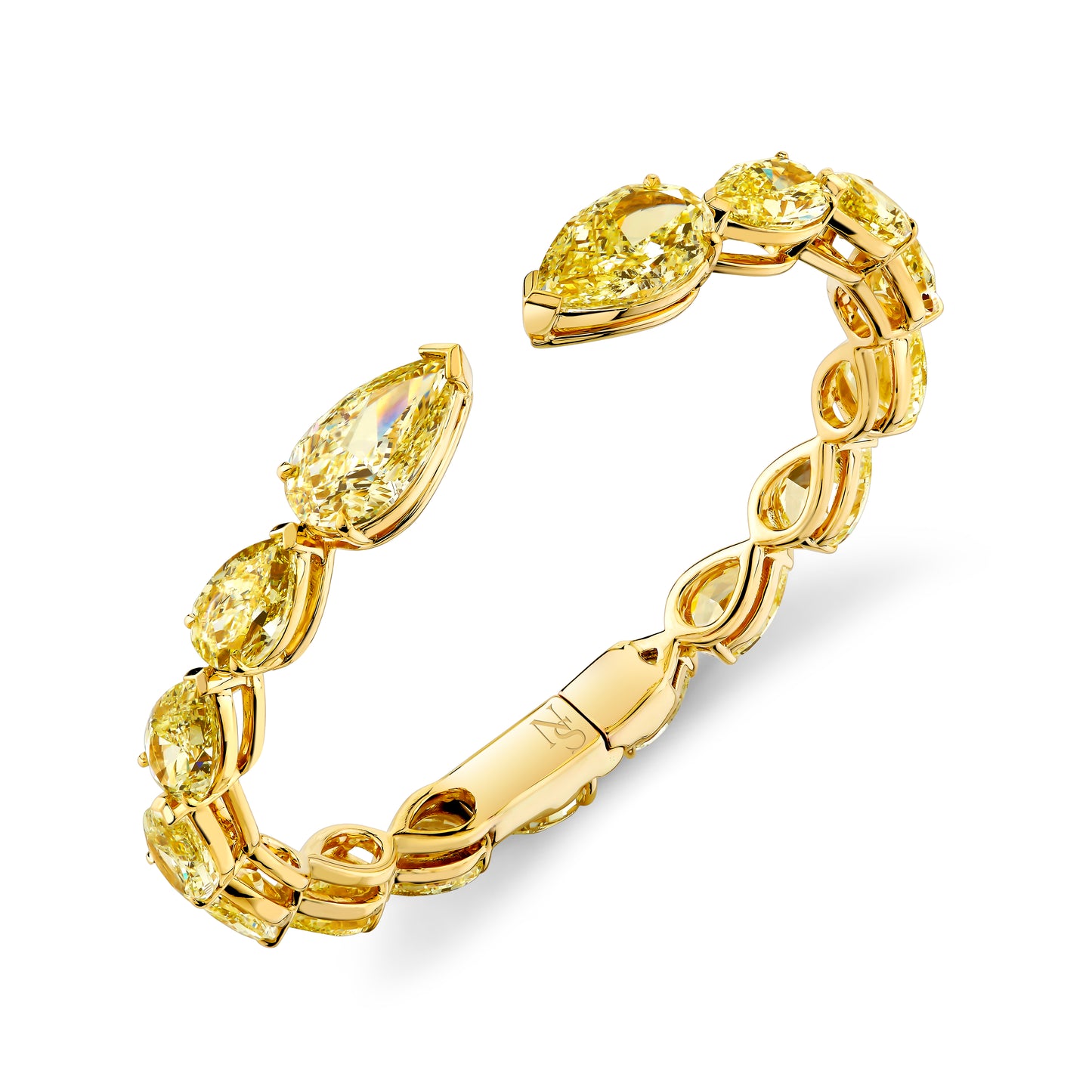 Fancy Yellow Diamond Pear Shape Hinged Bangle