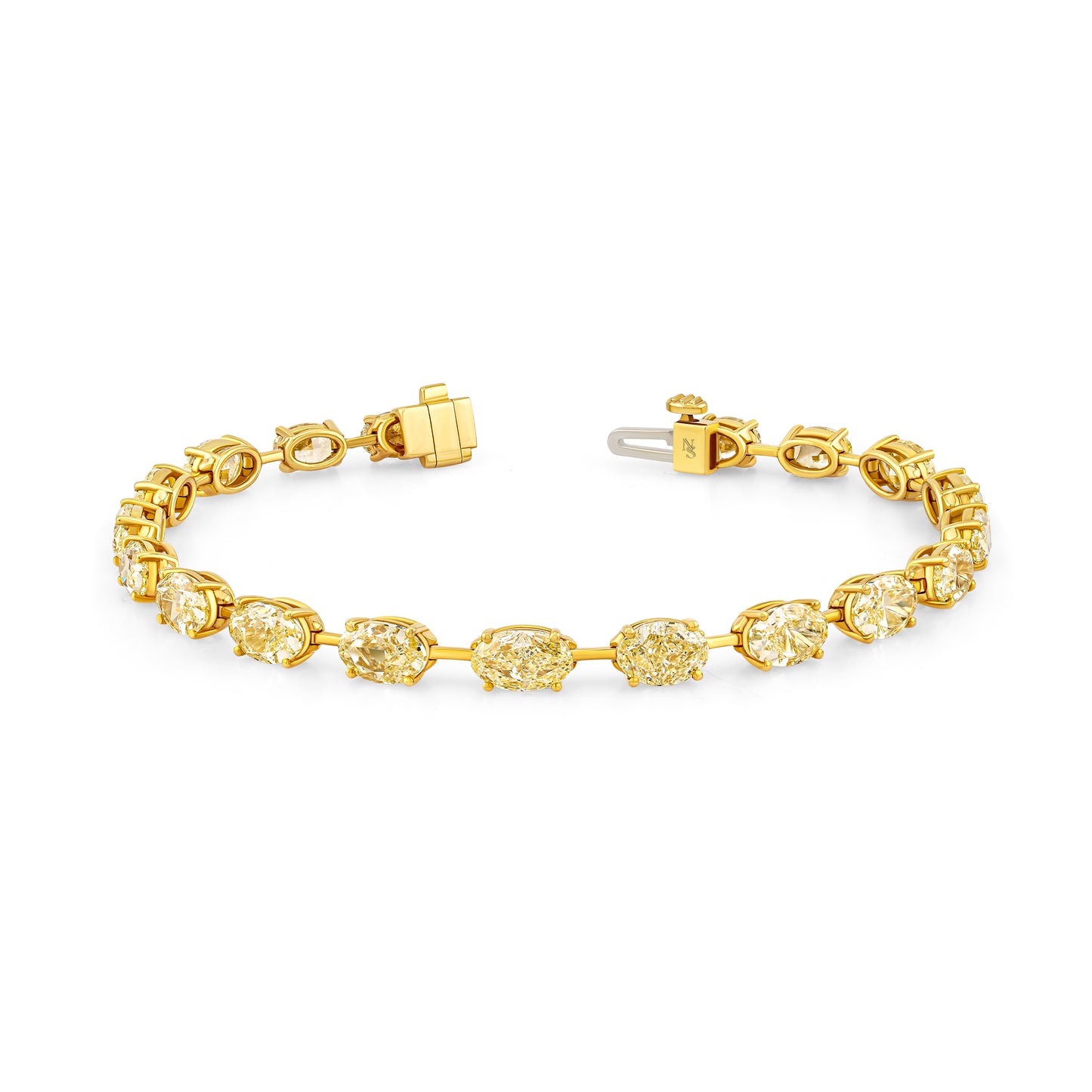 East West Fancy Yellow Oval Diamond Bar Bracelet