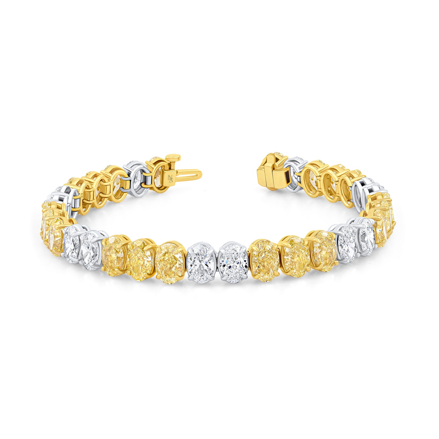 white and yellow oval diamond bracelet