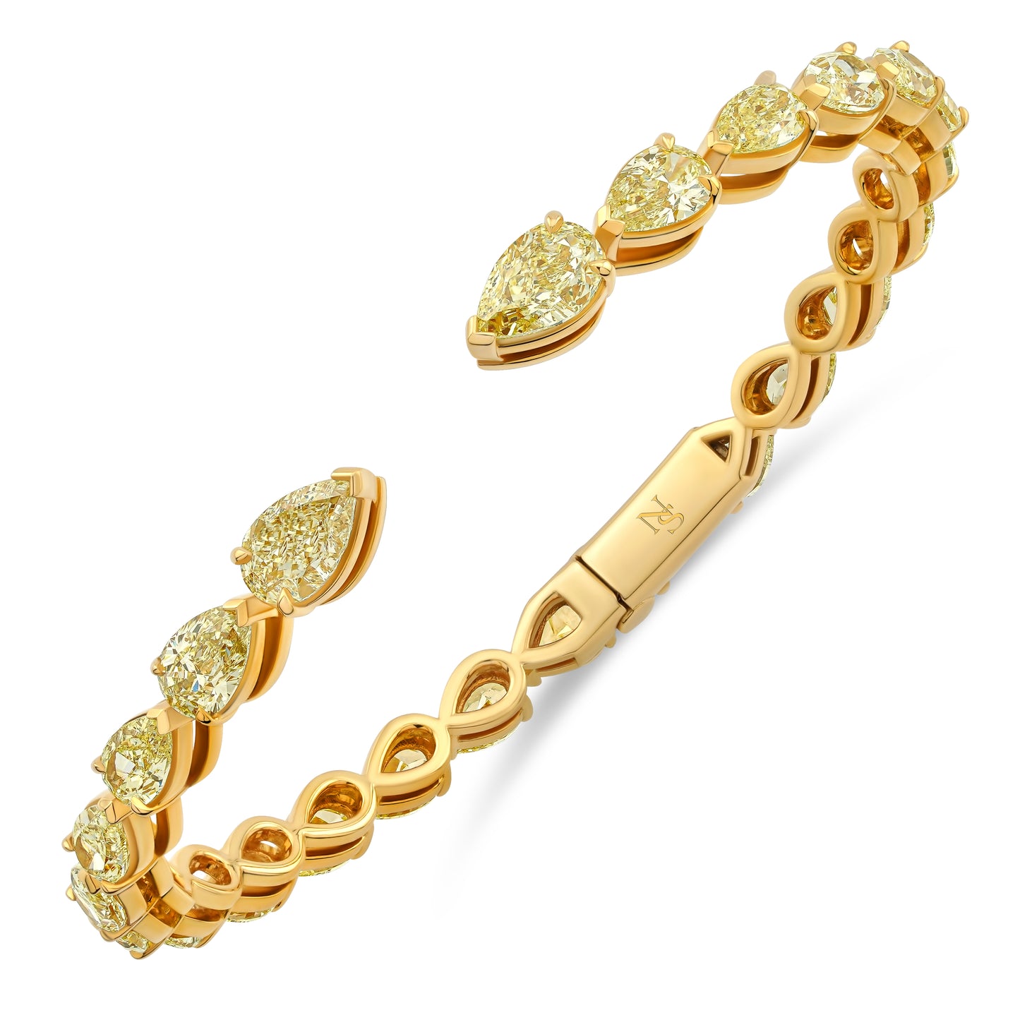 Fancy Yellow Diamond Pear Shape Hinged Bangle