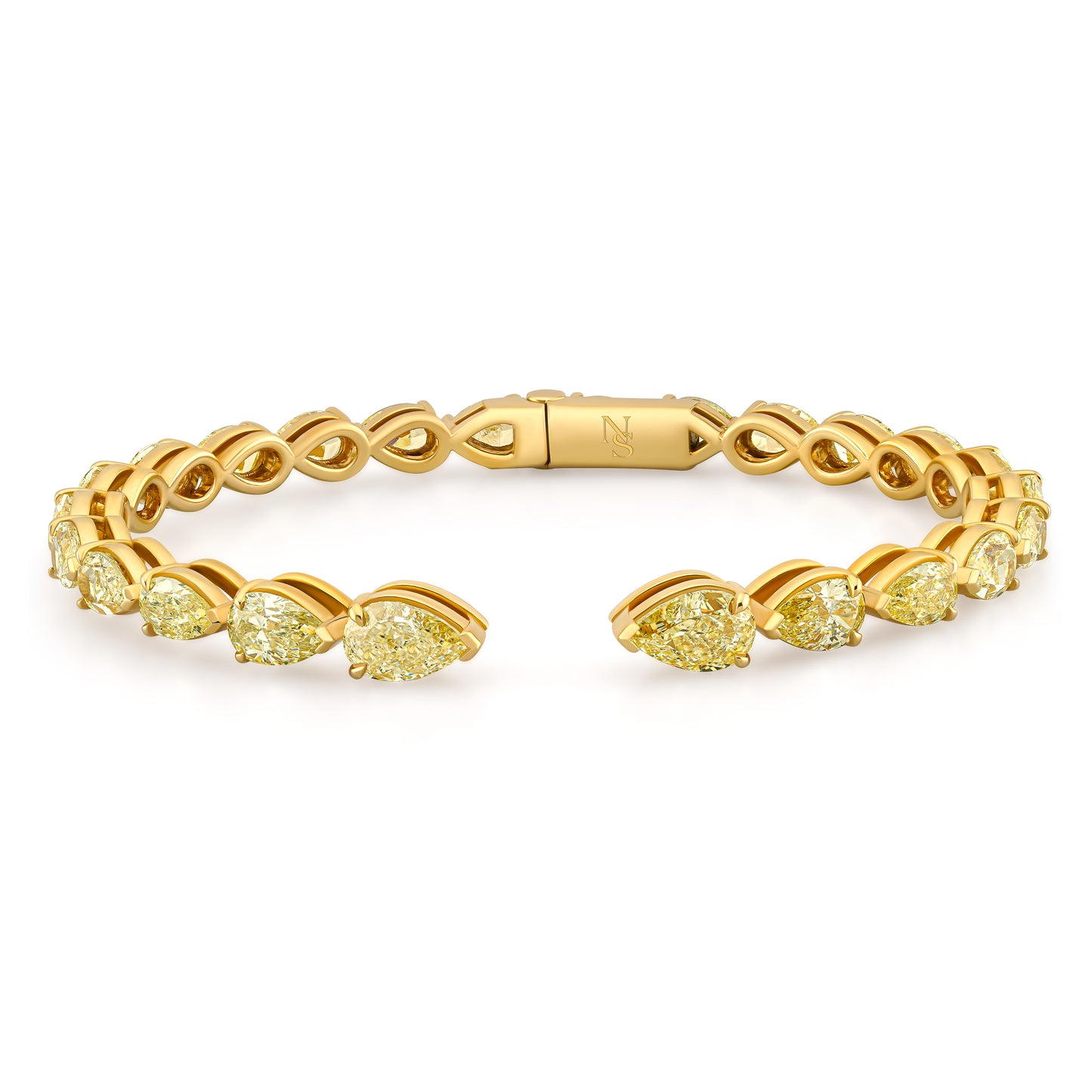 Fancy Yellow Diamond Pear Shape Hinged Bangle