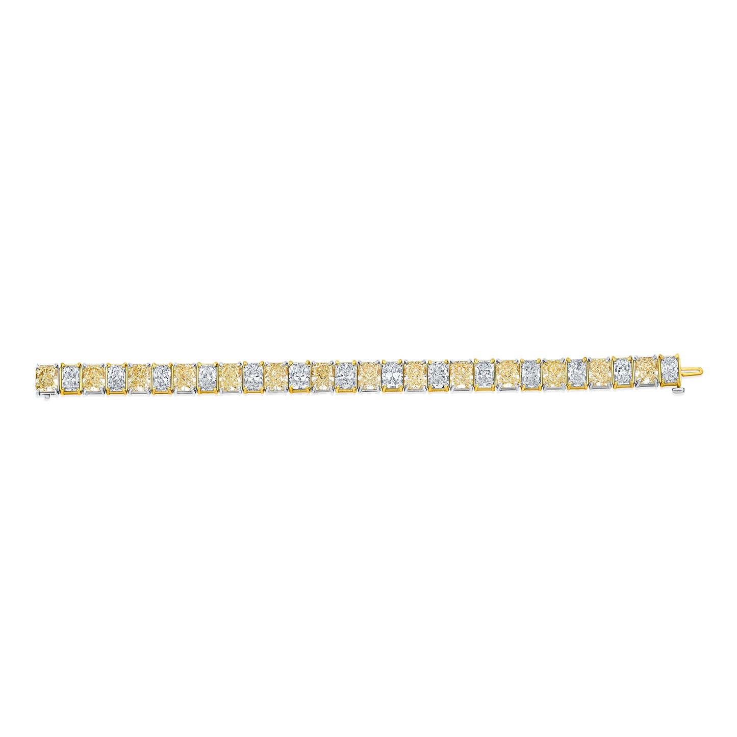 Alternating Yellow and White Radiant Diamond Bracelet