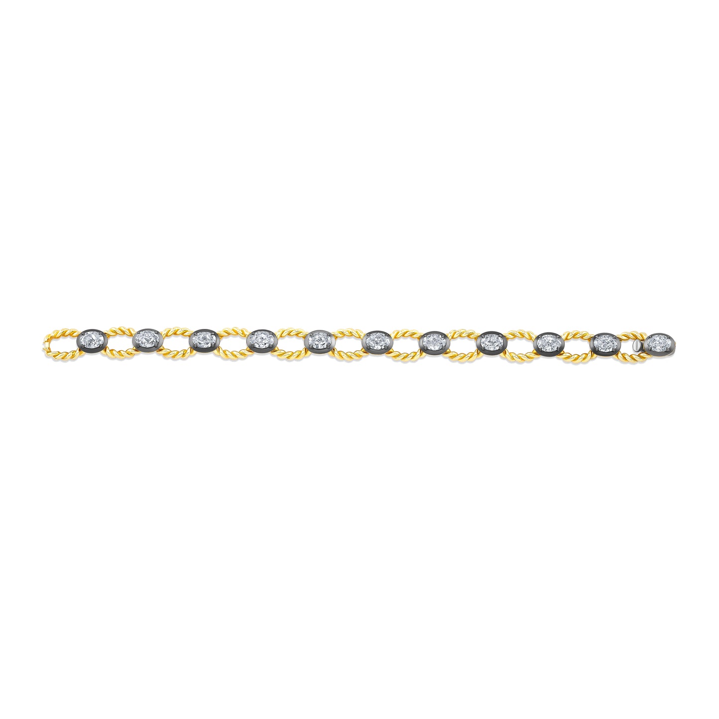 Oval Link Gold Diamond Bracelet