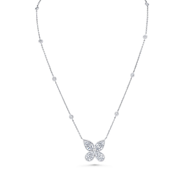 Butterfly Diamond Pendant with Bezel Chain
