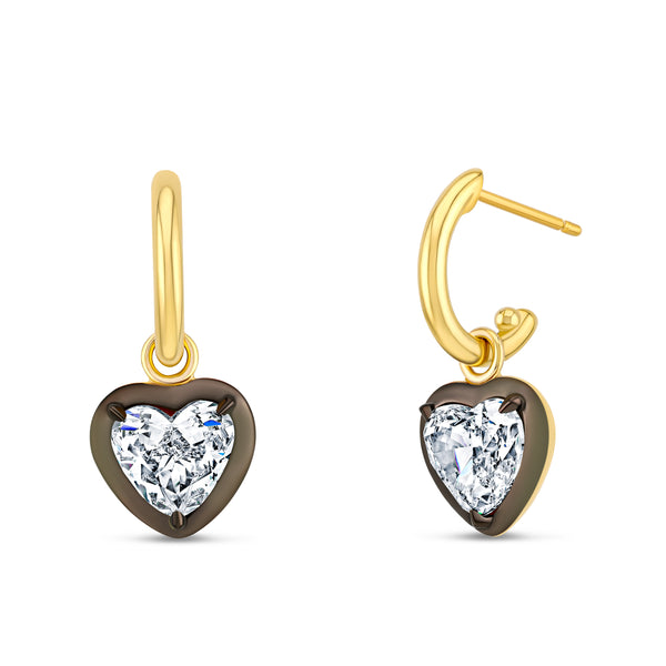 Dangling Diamond Heart Earrings