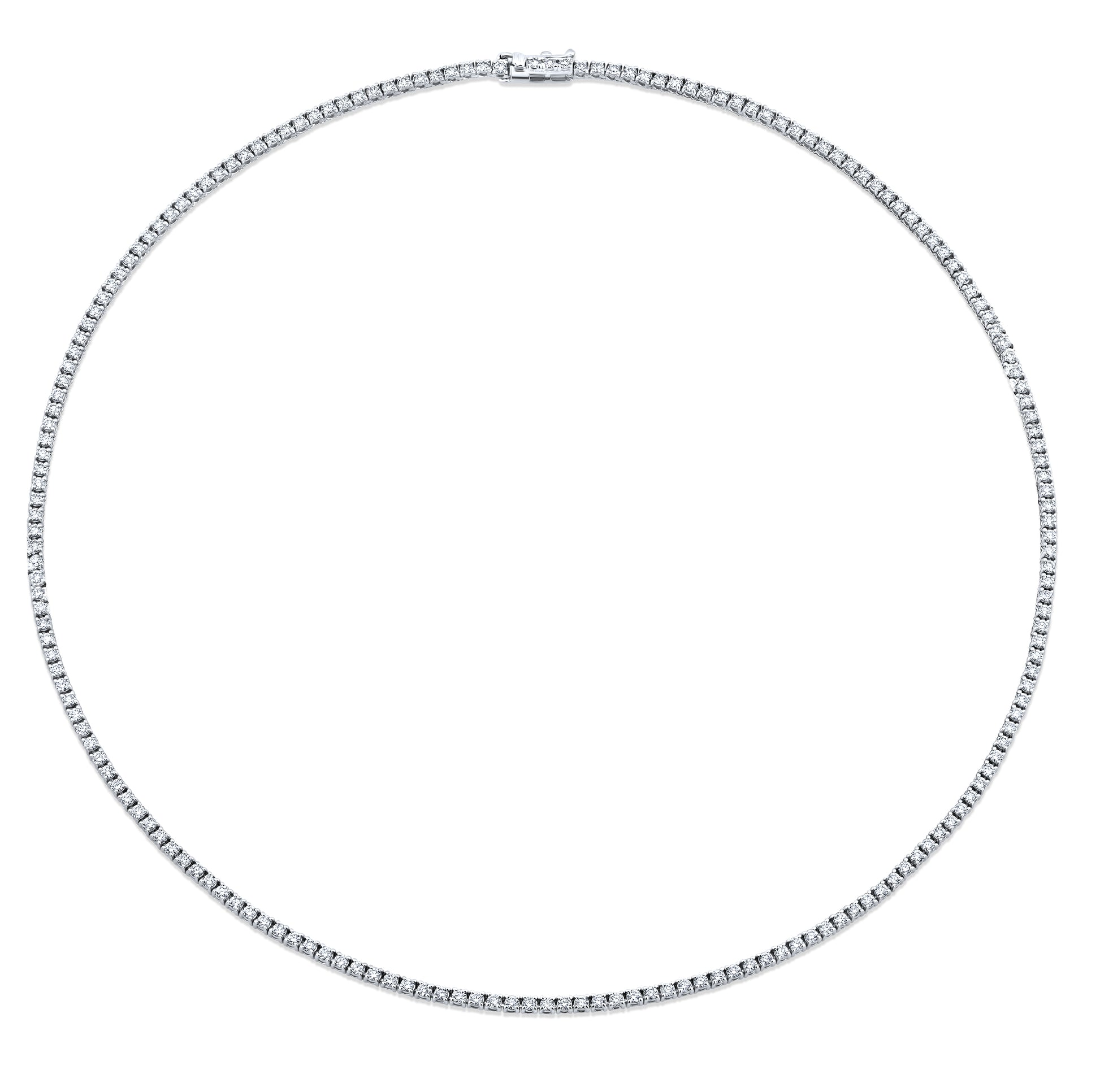 A straight line 1.7mm round diamond necklace with 4-prong mountings, crafted in 18k white gold.