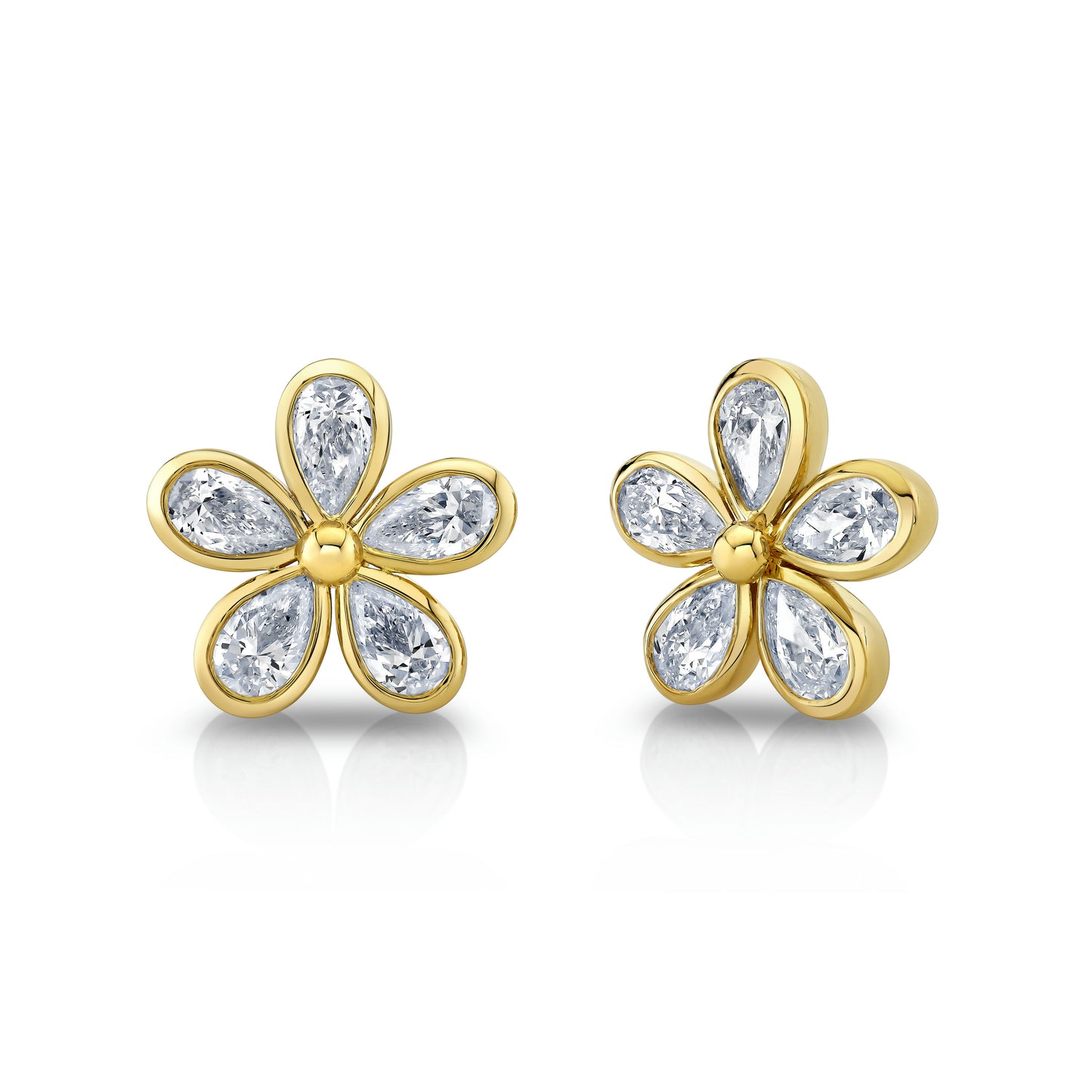 Bezel-set Pear Shape Diamond Florals