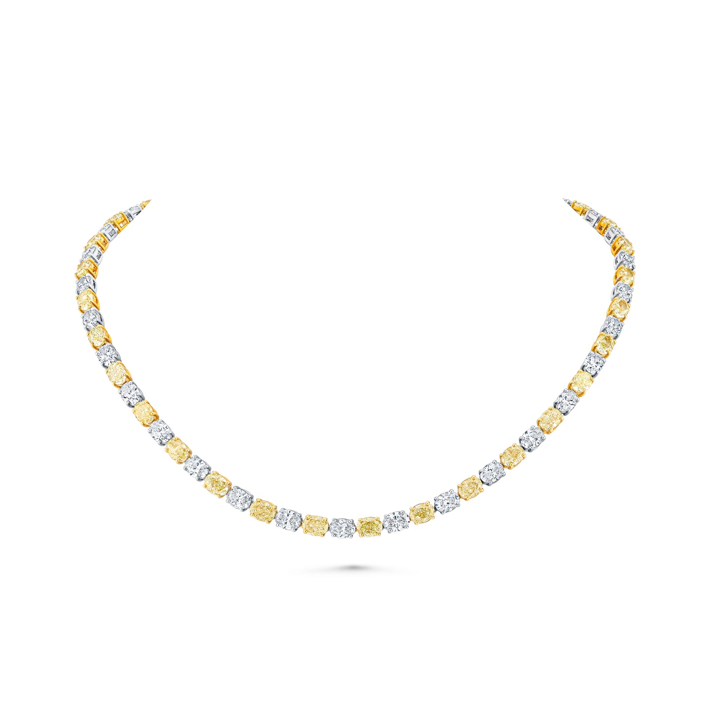 East West Alternating Oval Diamond Necklace