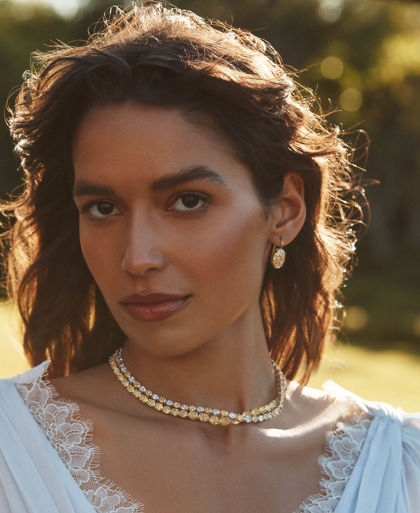East West Alternating Oval Diamond Necklace