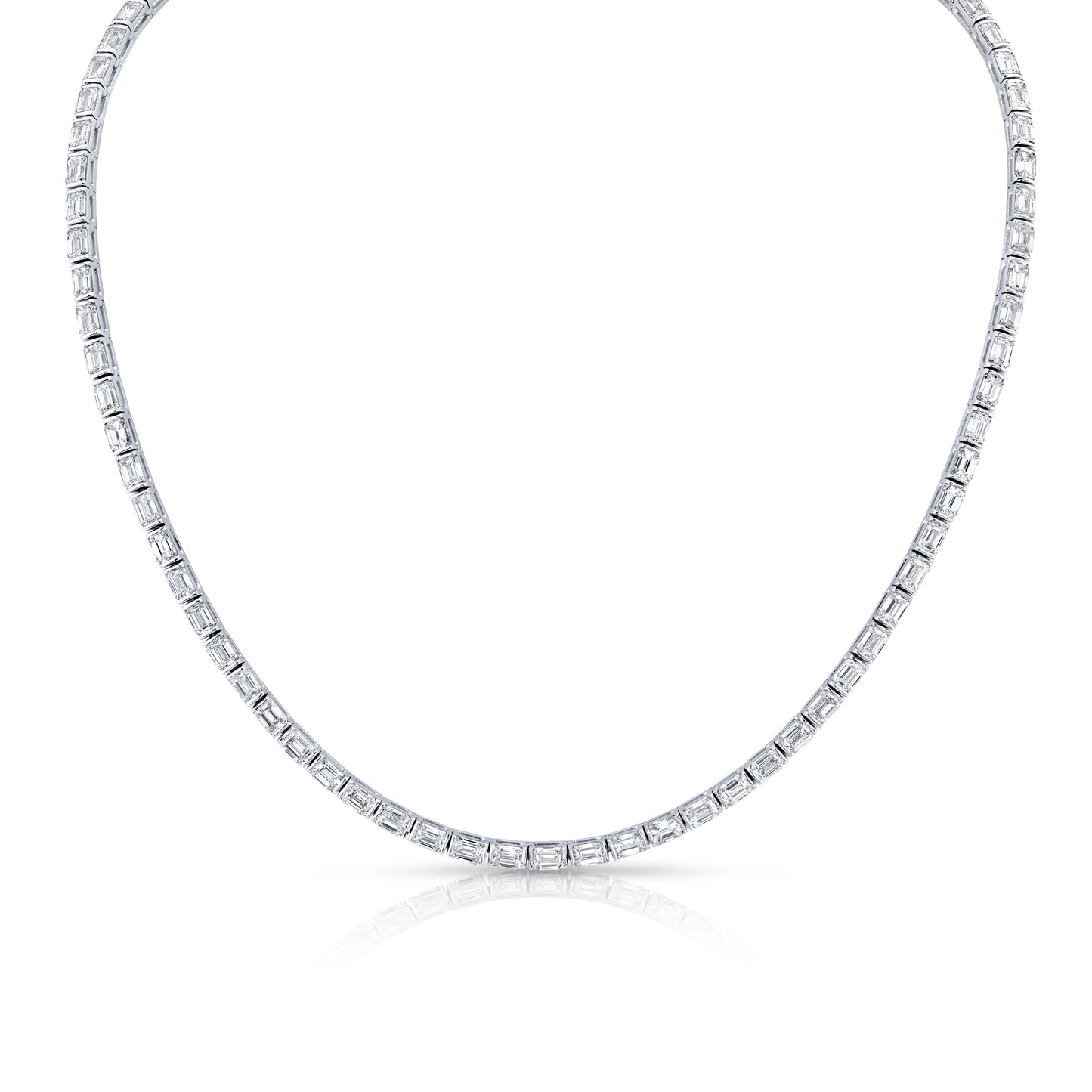 Norman Silverman East West Emerald Cut Diamond Necklace