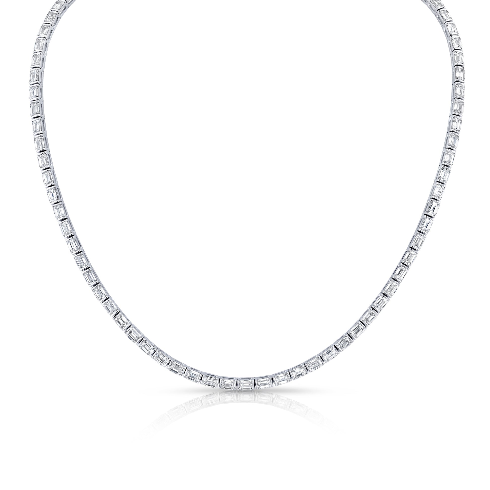 Norman Silverman East West Emerald Cut Diamond Necklace