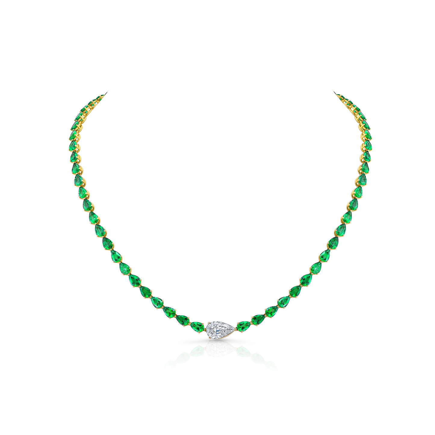 Emerald Tennis Necklace with Diamond Accent