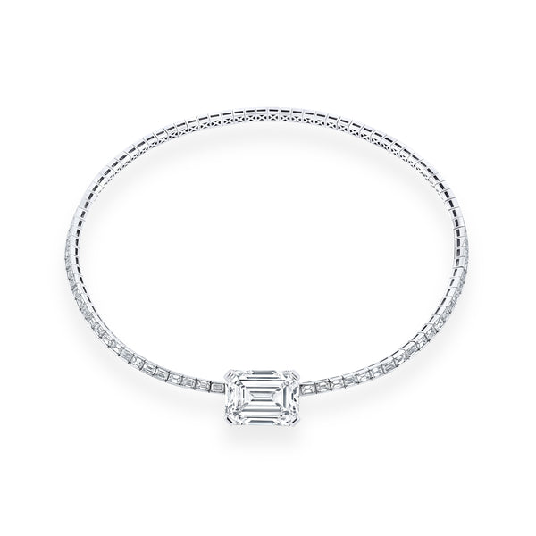 Emerald-cut diamond choker necklace featuring a central emerald-cut diamond center, shown on a clean white background.