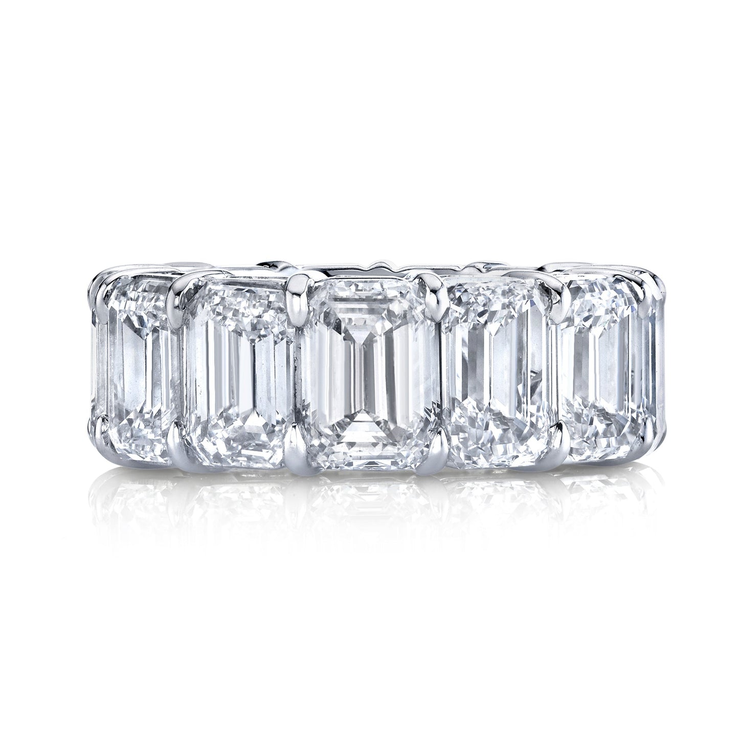 An Emerald Cut Diamond Eternity Band crafted in Los Angeles by Norman Silverman