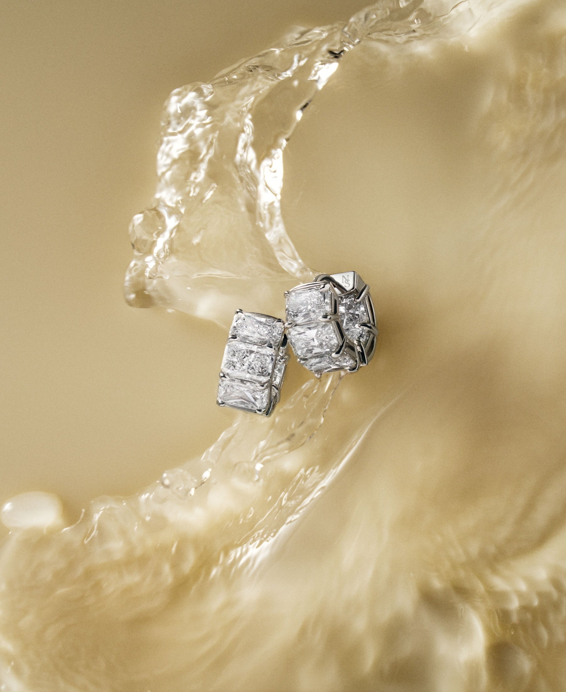 Norman Silverman Emerald Cut Diamond Huggies