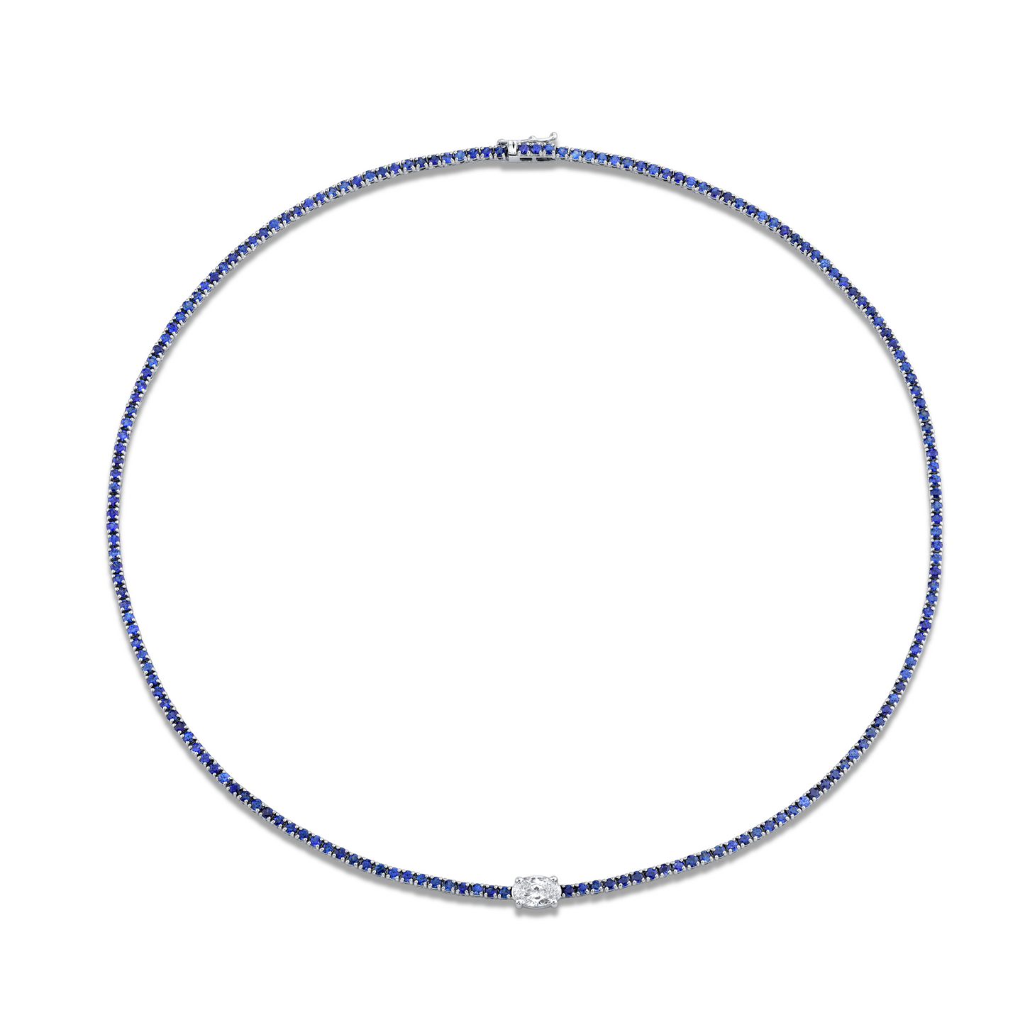 Sapphire Tennis Necklace with Diamond Accent